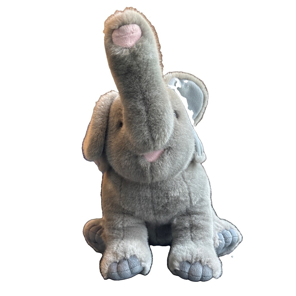A&A Plush Elephant Soft Toy Busch Gardens Grey 24 Inches Pristine Sits On Own